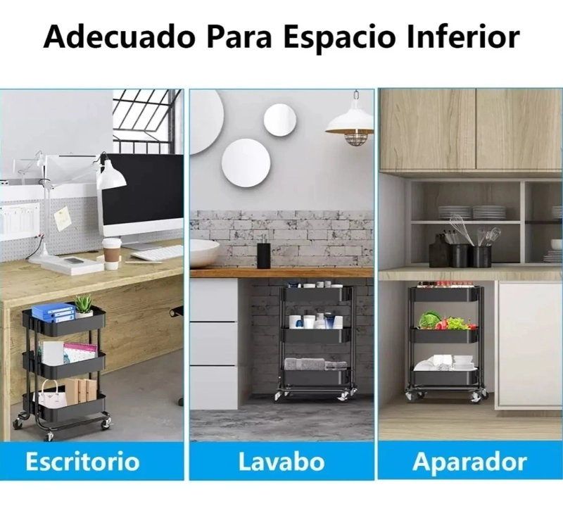 CARRO ORGANIZADOR ESTANTE DE ALMACENAMIENTO 3 NIVELES - 5