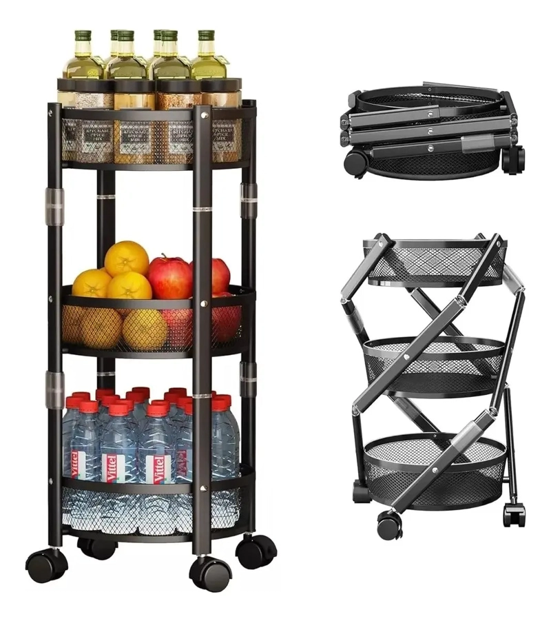 CARRO METALICO CON RUEDAS ORGANIZADOR ESTANTE PLEGABLE - 1