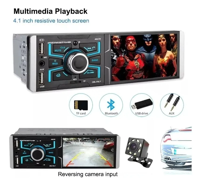 RADIO AUTO 1 DIN CON PANTALLA TACTIL 4.1 BLUETOOTH MP5 - 2