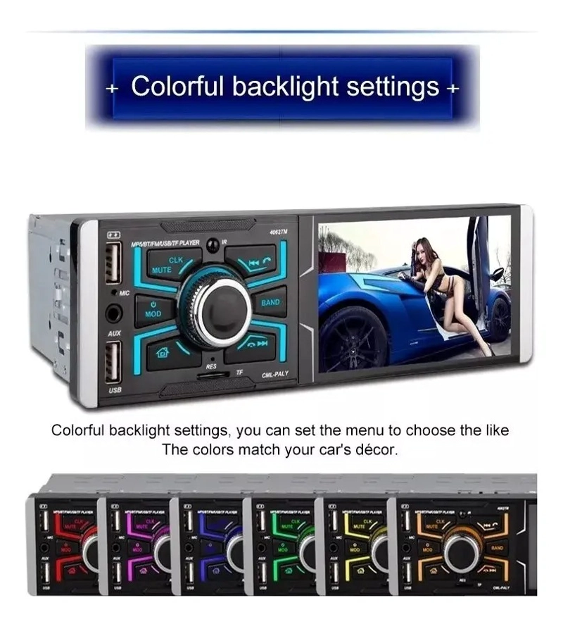 RADIO AUTO 1 DIN CON PANTALLA TACTIL 4.1 BLUETOOTH MP5 - 3