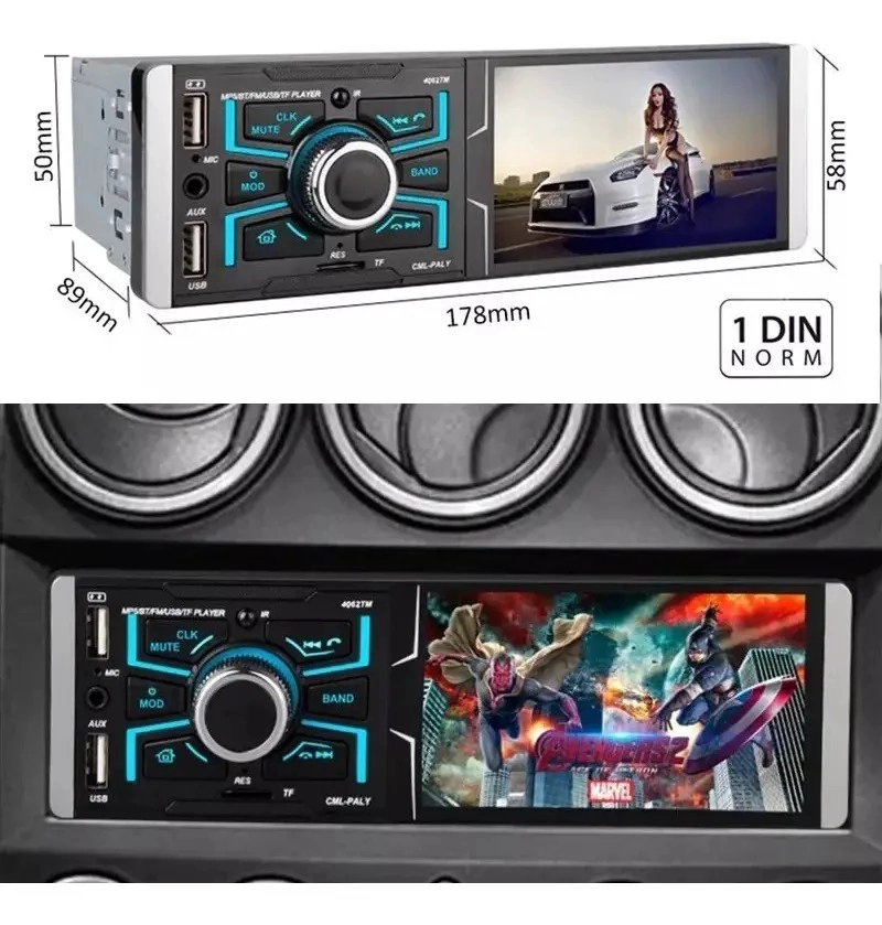 RADIO AUTO 1 DIN CON PANTALLA TACTIL 4.1 BLUETOOTH MP5 - 7