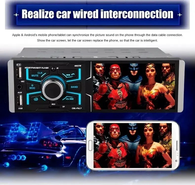 RADIO AUTO 1 DIN CON PANTALLA TACTIL 4.1 BLUETOOTH MP5 - 8