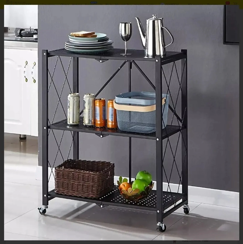 ESTANTE PLEGABLE ORGANIZADOR 3 MULTIUSO NIVELES CON RUEDAS - 3
