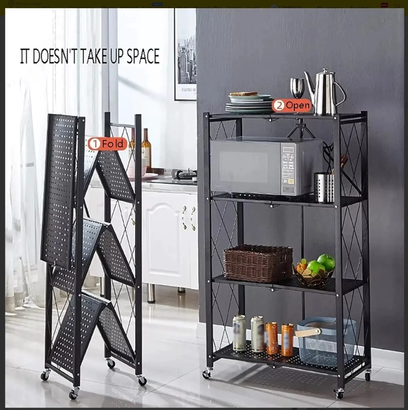 ESTANTE PLEGABLE ORGANIZADOR 3 MULTIUSO NIVELES CON RUEDAS - 4