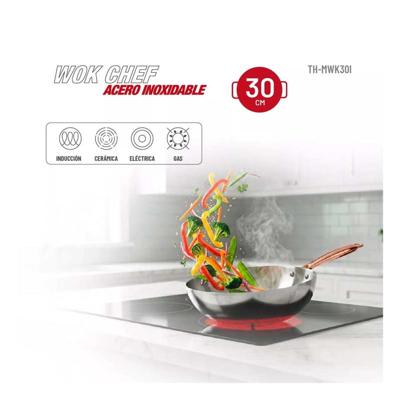WOK DE 30CM ACERO INOXIDABLE THOMAS - 2