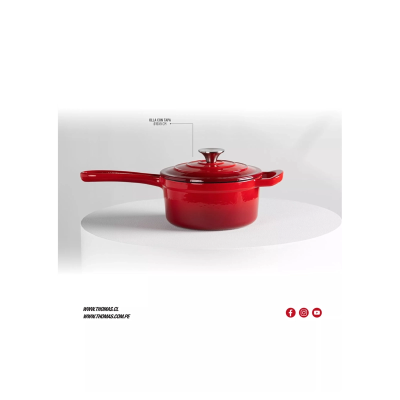 OLLA DE HIERRO FUNDIDO ANTIADHERENTE 19CM THOMAS  CON TAPA - 3