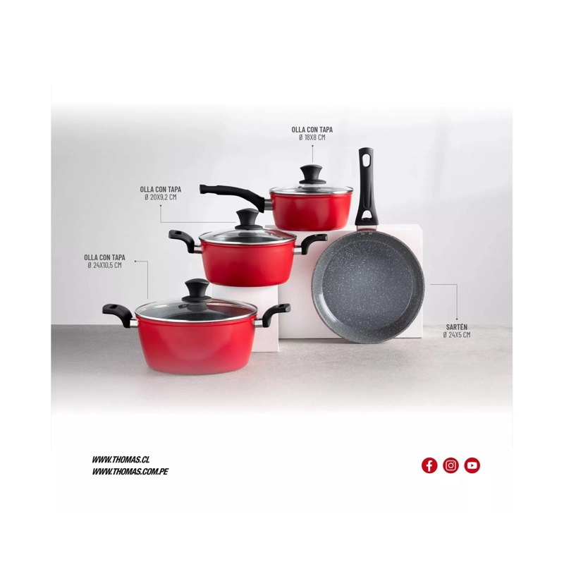 BATERIA DE COCINA THOMAS ALUMINIO FORJADO 7 PIEZAS - 4