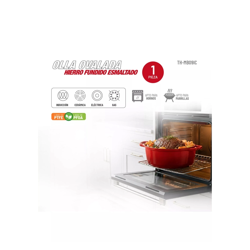 OLLA DE HIERRO FUNDIDO 31CM ANTIADHRENTE CON TAPA - 2