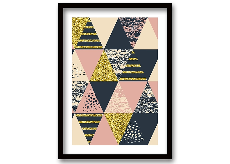 CUADRO 50X35 CM ILUSTRACION ROSA TRIANGULAR - 1