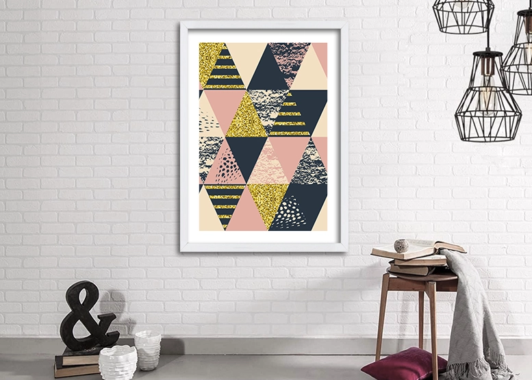 CUADRO 50X35 CM ILUSTRACION ROSA TRIANGULAR - 2
