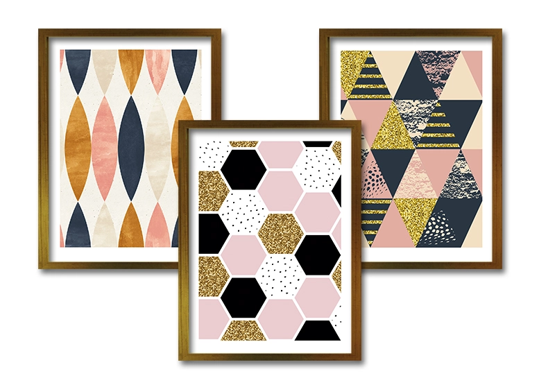 CUADRO TRIPLE 40X30 CM ILUSTRACION MIX FIGURAS - 1