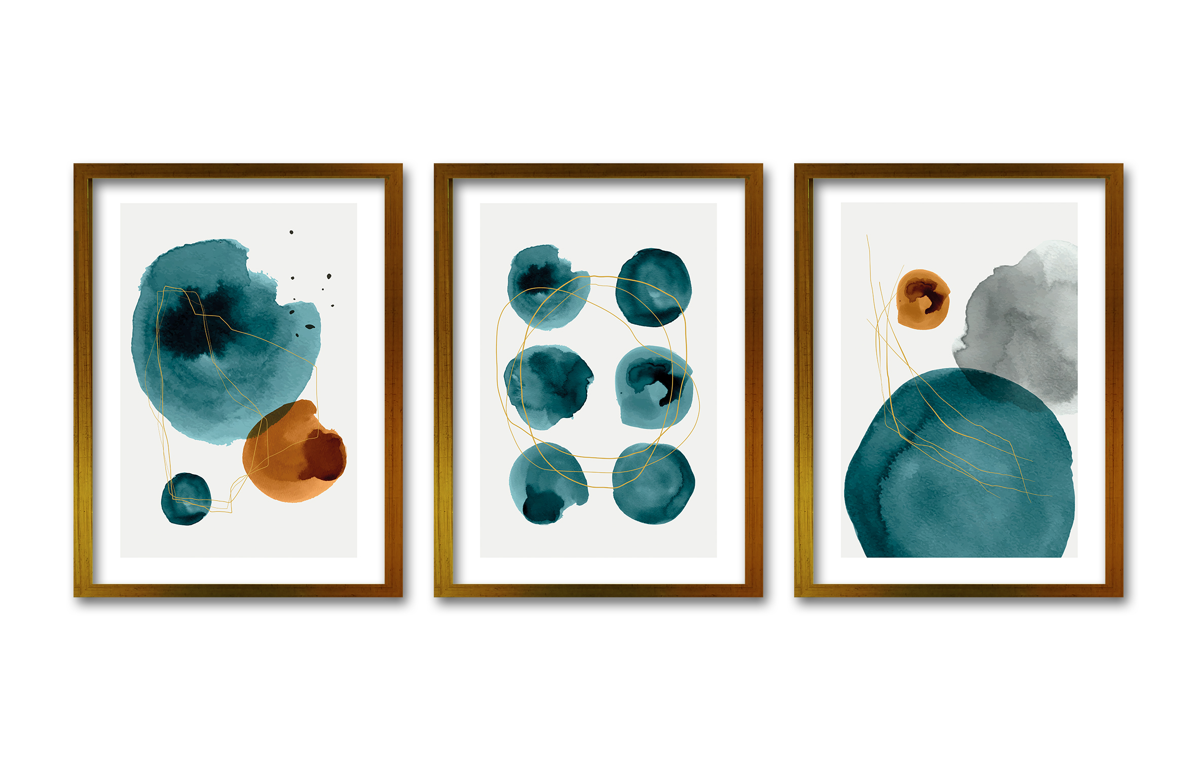 CUADRO TRIO DORADO 70X50CMS TURQUOISE - 1