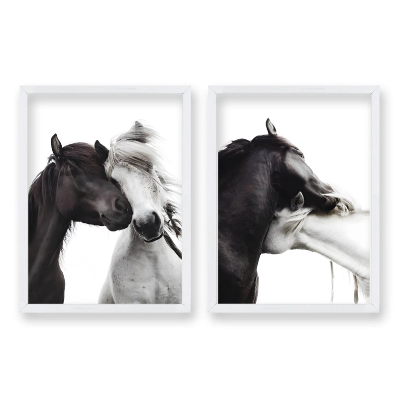 CUADRO DUO CABALLOS LOVE TAMAÑO 40X30 CMS C/U LISA 2X2 CM - 1