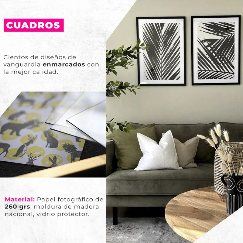 CUADRO TRIO MADERA CIR TAMAÑO 50X35 CM 50X35 CM, LISA 2X2 CM - 3