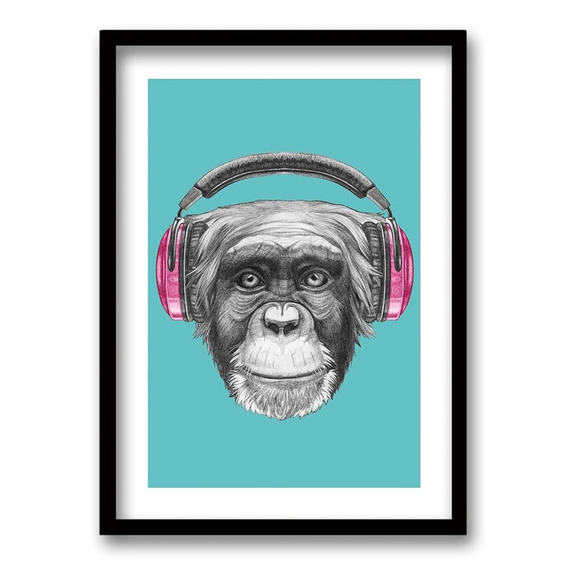 CUADRO MONKEY HEADPHONES TAMAÑO 50X35 CM 50X35 CM - 1