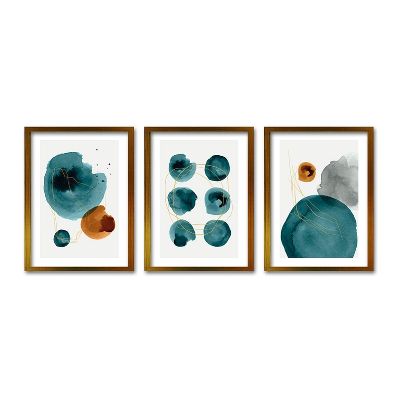 CUADRO TRIO DORADO TURQUOISE TAMAÑO 50X35 CM 50X35 CM, LISA 2X2 CM - 1