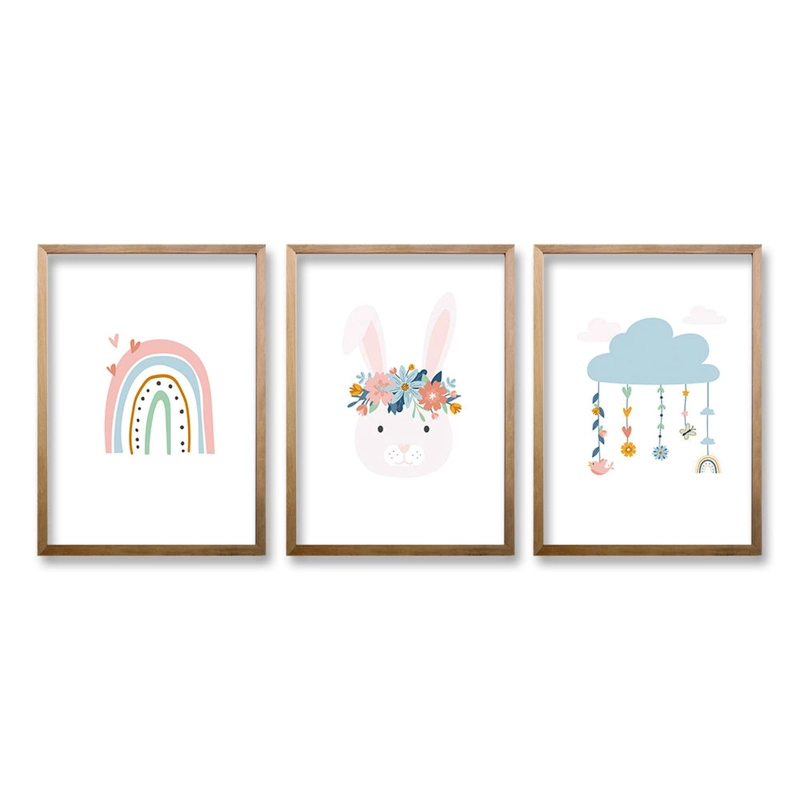 CUADRO TRIO ILUSTRACIÓN KIDS TAMAÑO 50X35 CM LISA 2X2 CM - 1