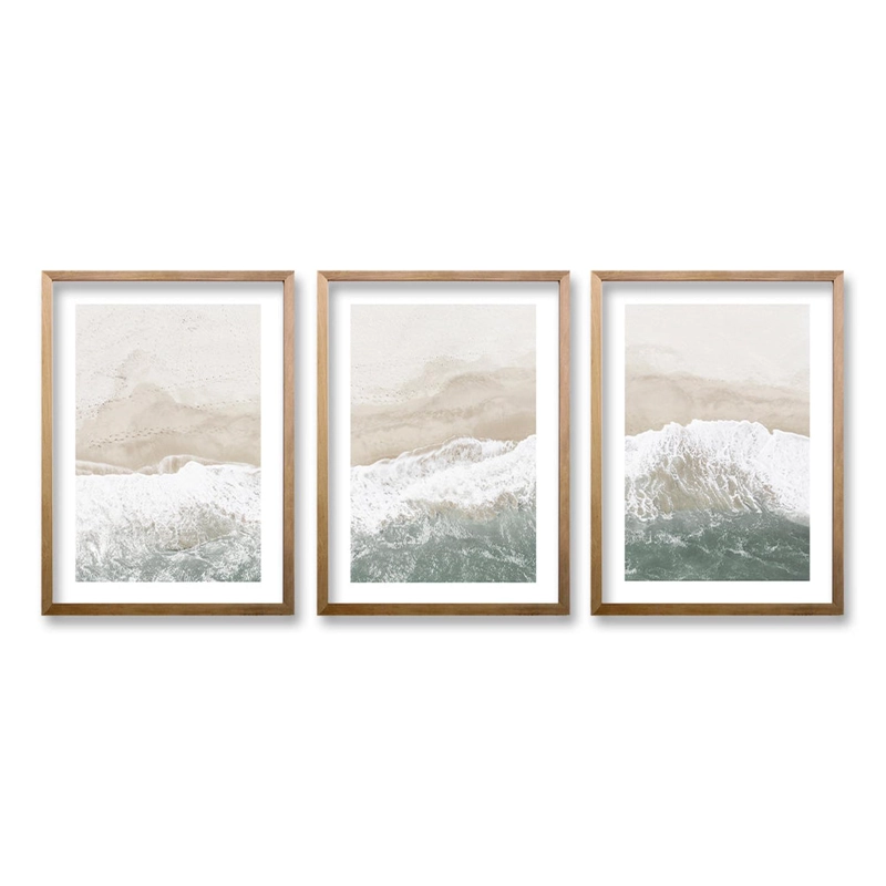 CUADRO TRIO OLEAJE SERENO TAMAÑO 70X50 CM LISA 2X2 CM - 1