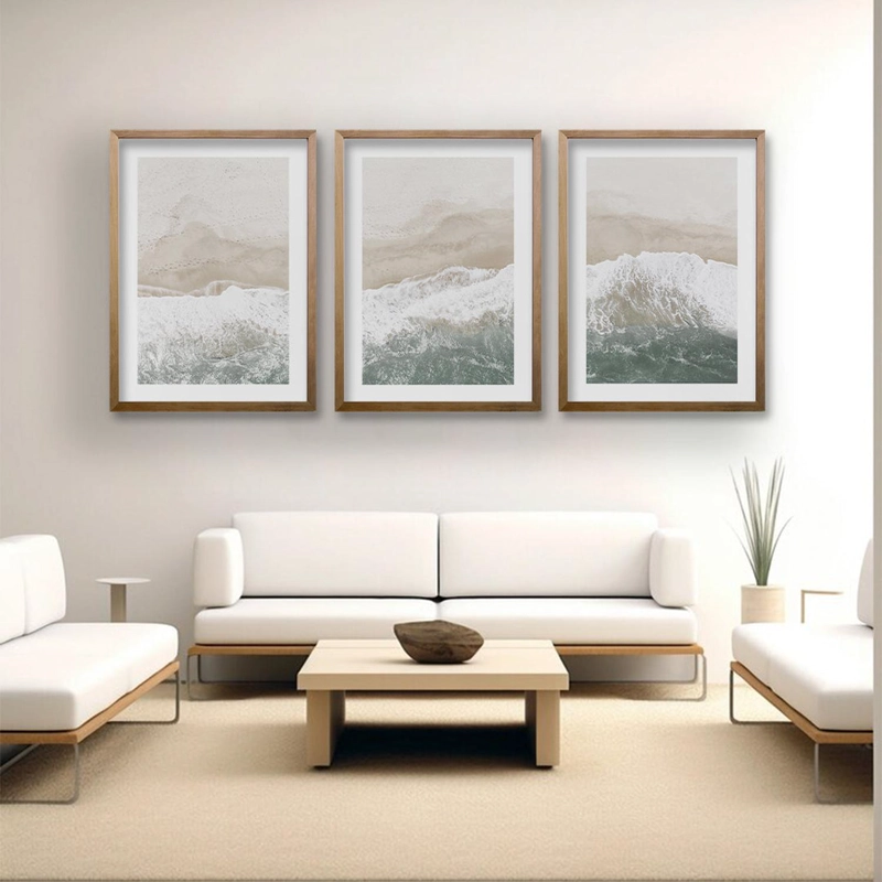 CUADRO TRIO OLEAJE SERENO TAMAÑO 70X50 CM LISA 2X2 CM - 2