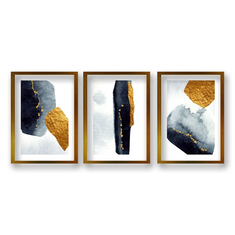 CUADRO TRIO PIEDRAS DORADAS TAMAÑO 70X50 CM LISA 2X2 CM - 1