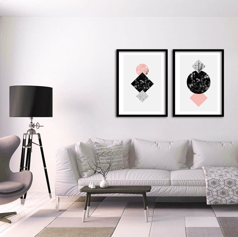 CUADRO DUO NEGRO PINK 70X50 CM, LISA 2X2 CM - 2
