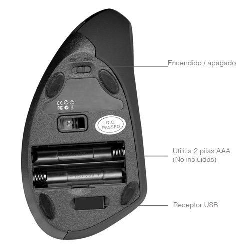 MOUSE INALÁMBRICO NEWO VERTICAL RECEPTOR USB 13076 - 2