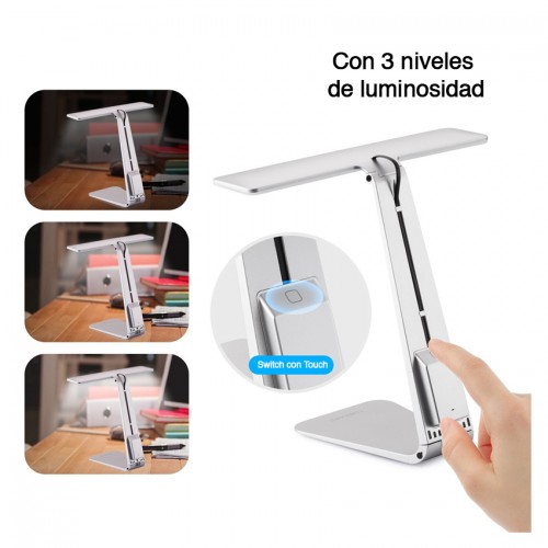 LÁMPARA LED ESCRITORIO RECARGABLE ALUMINIO - 5