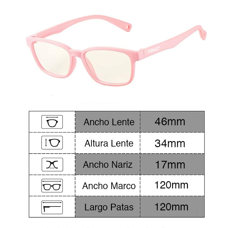 LENTES NEWO FILTRO LUZ AZUL NIÑA ROSADO - 7