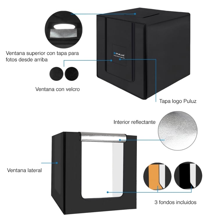 ESTUDIO FOTOGRÁFICO PULUZ PU5061 PORTÁTIL 80 CMS LED USB - 3