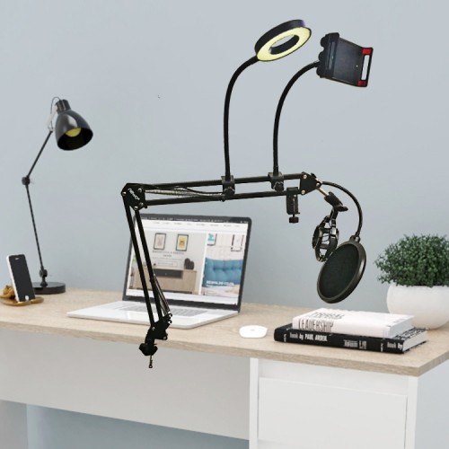 ATRIL SOPORTE NEWO MICRÓFONO CELULAR MESA ESCRITORIO LED ANTIPOP ARAÑA NB-36C - 4