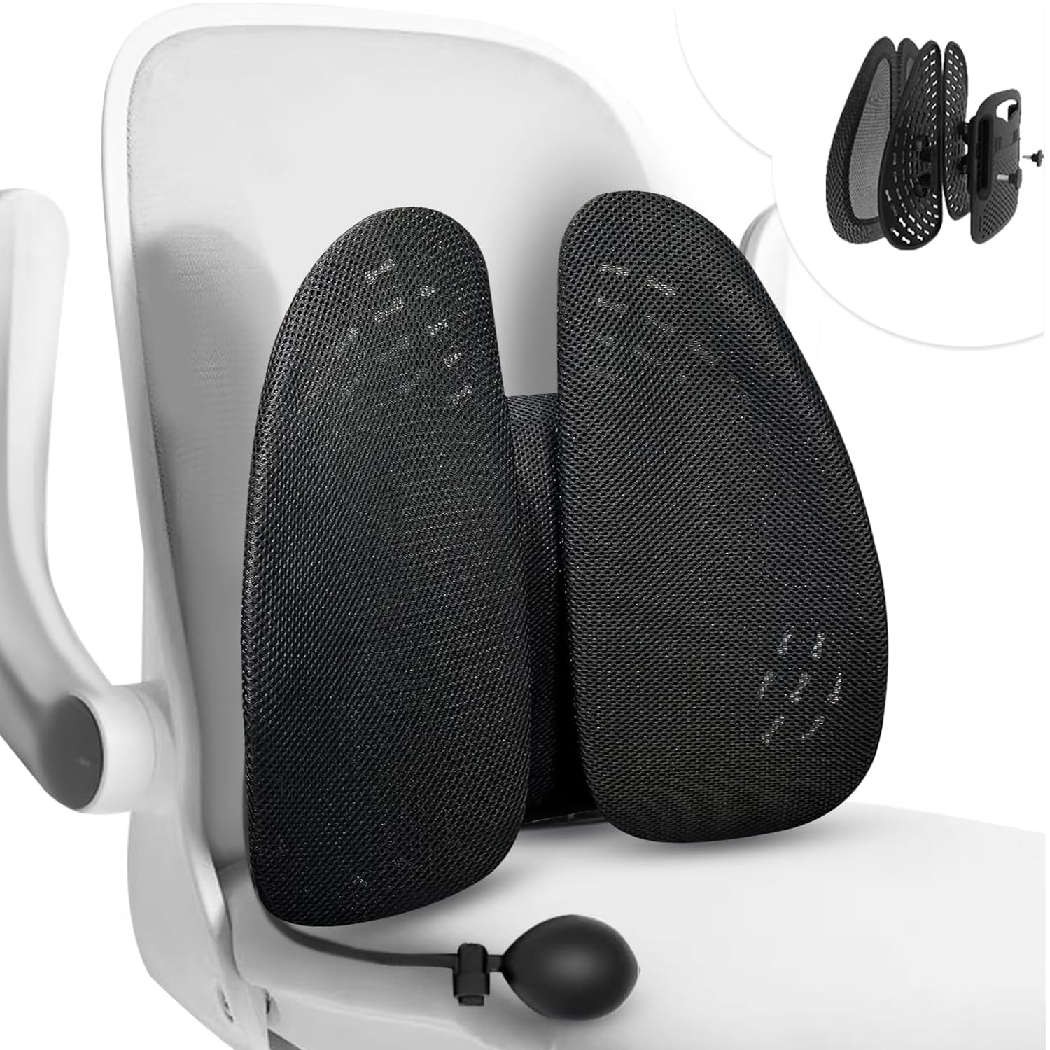 Cojín Lumbar respaldo silla ajuste presión aire - 2