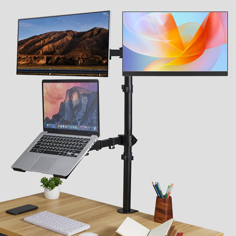 SOPORTE NEWO DOBLE MONITOR Y NOTEBOOK ESCRITORIO - 2