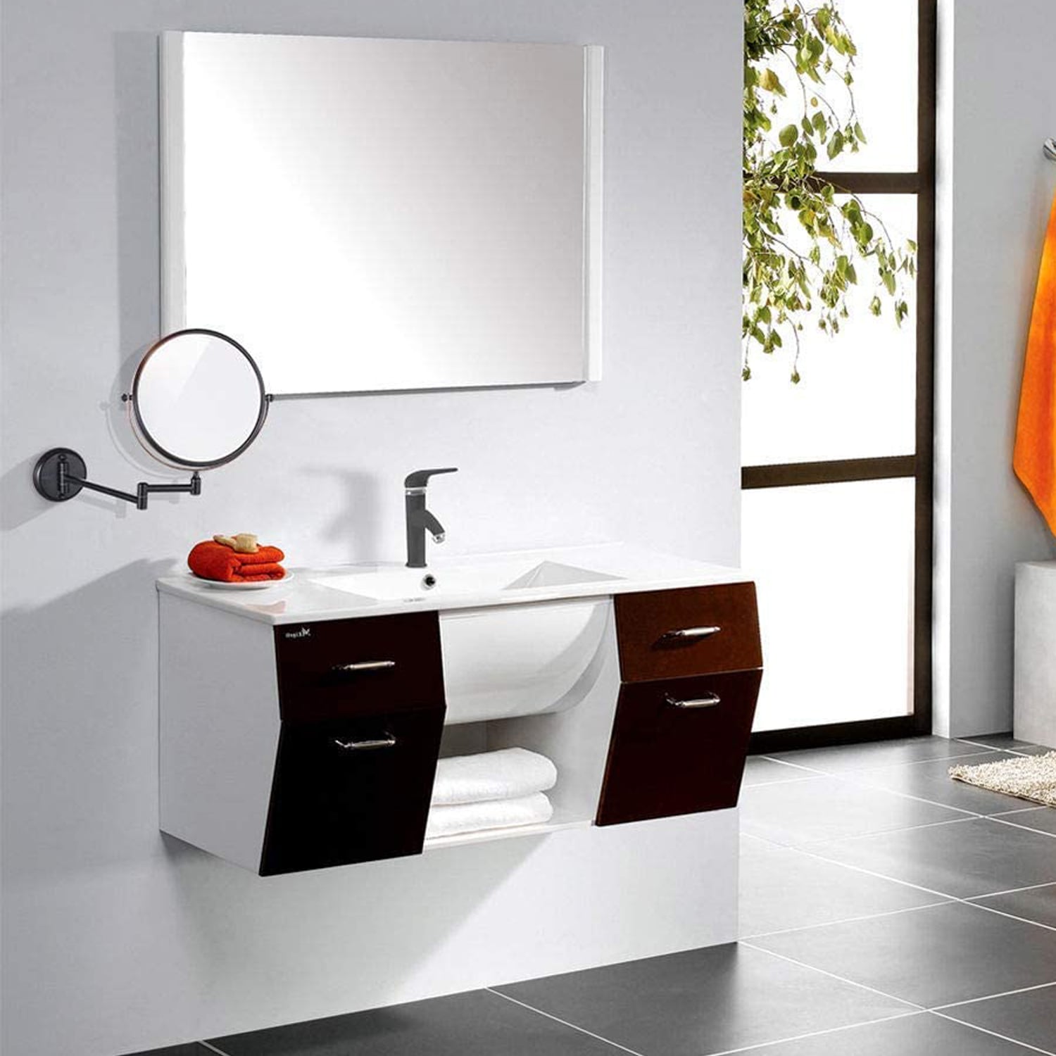Espejo Baño Maquillaje Articulado Abatible Aumento Negro - 2