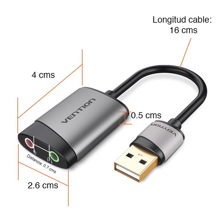 TARJETA DE SONIDO VENTION CDKHB USB EXTERNA AUDIO HIFI - 5