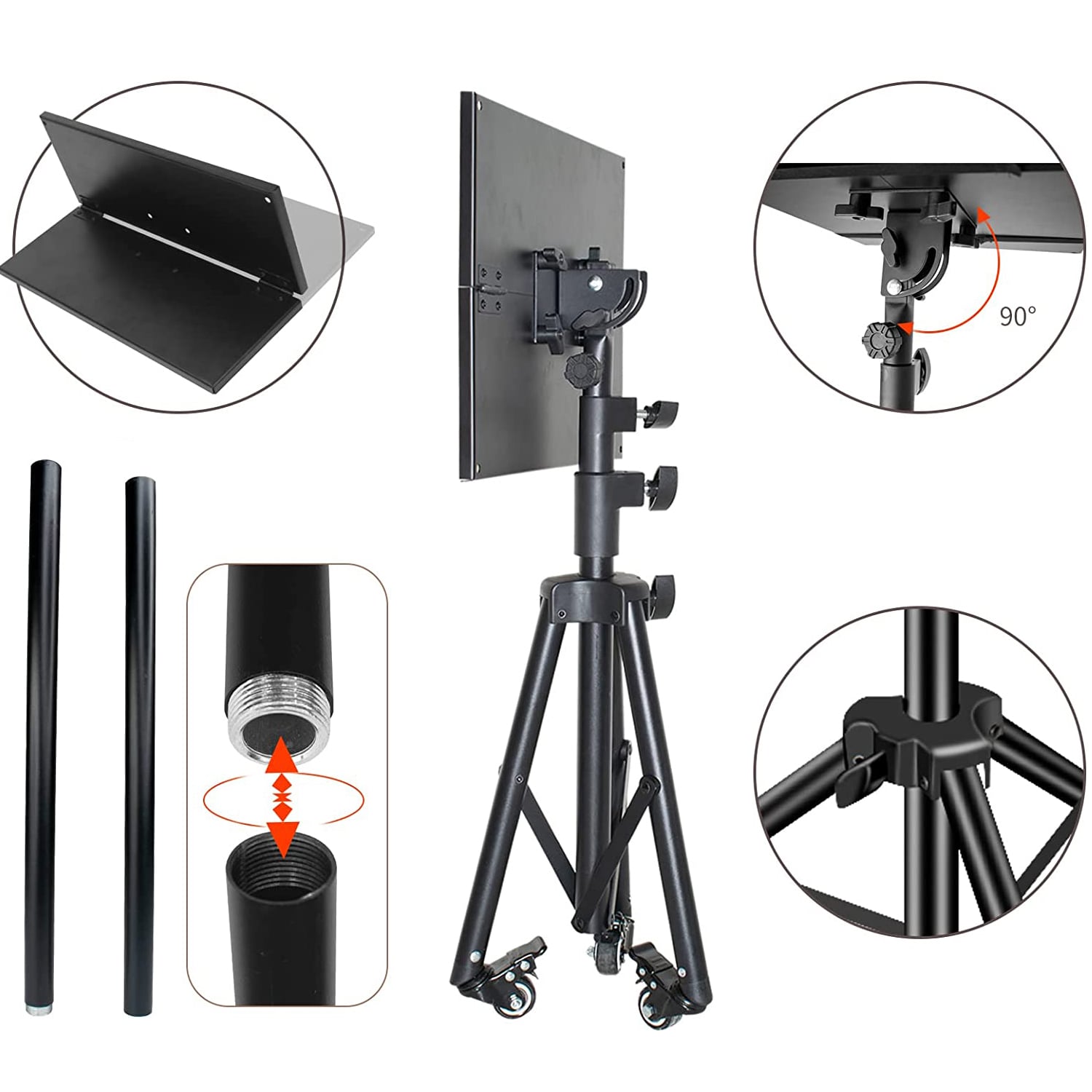 ATRIL NOTEBOOK CON RUEDAS AJUSTABLE Y SOPORTE CELULAR - 4