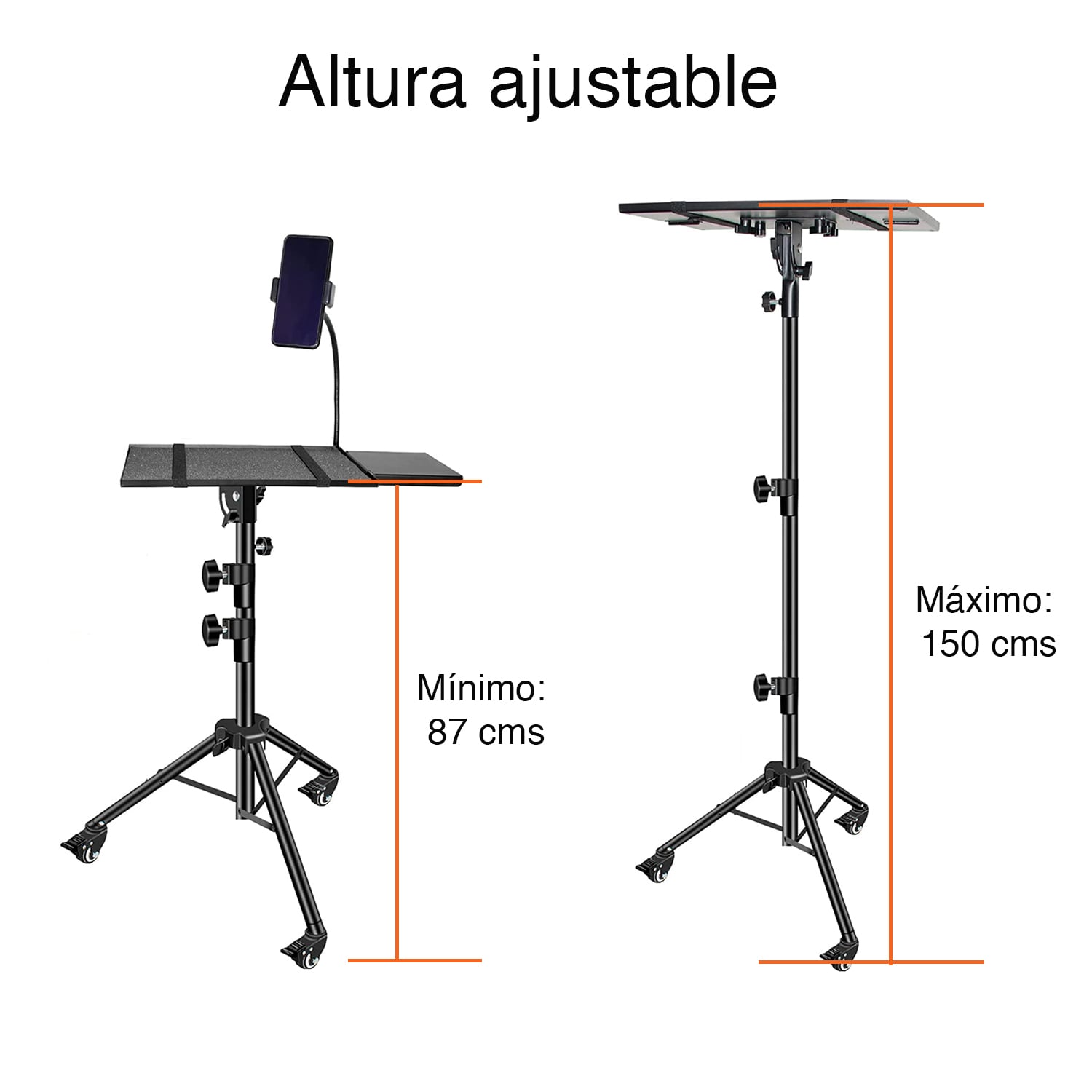 ATRIL NOTEBOOK CON RUEDAS AJUSTABLE Y SOPORTE CELULAR - 5