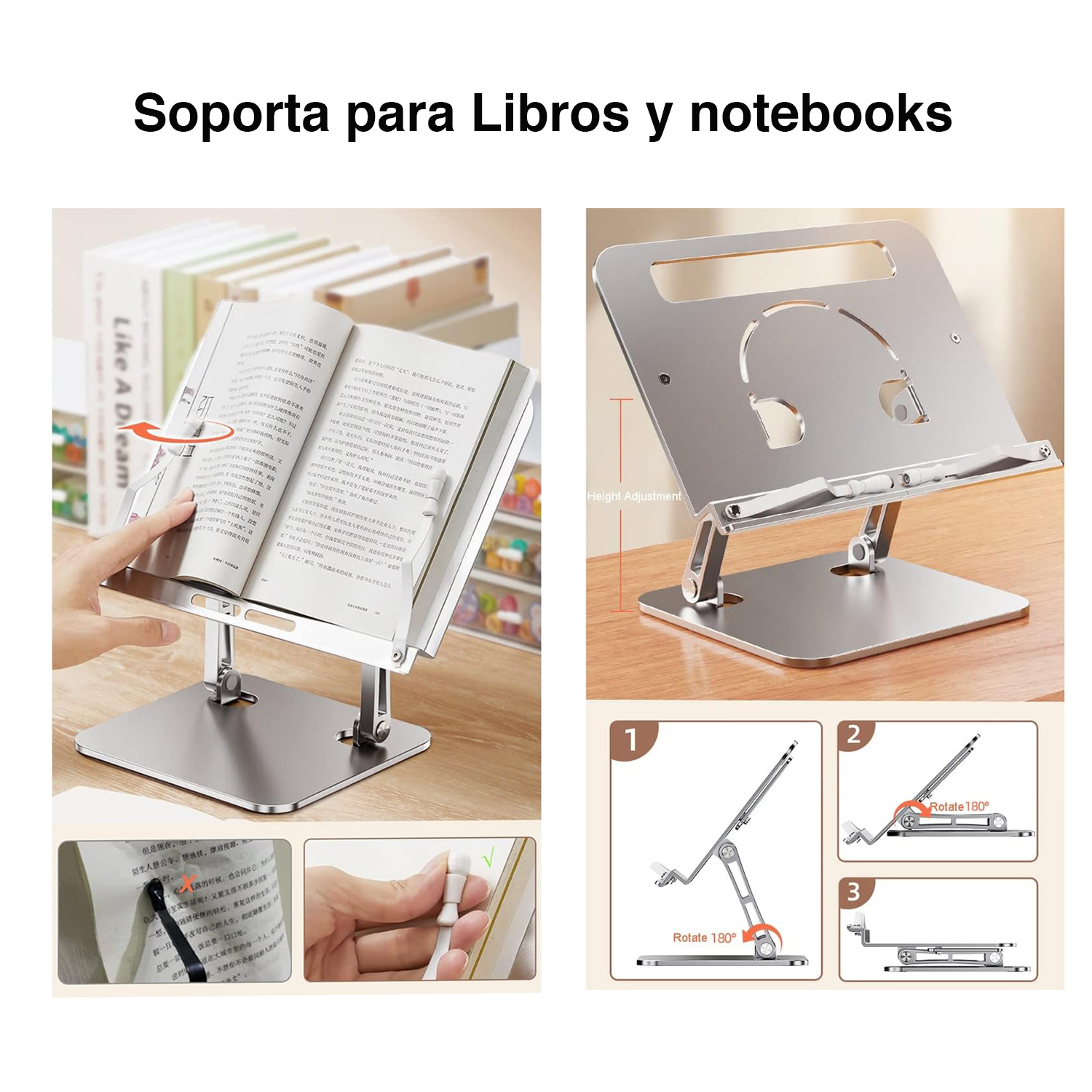 MESA NEWO LIBROS Y NOTEBOOK SOPORTE ALUMINIO - 6