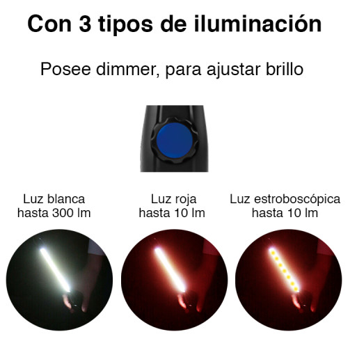 LINTERNA DE TRABAJO MAGNÉTICA GIRATORIA LUZ BLANCA Y ROJA - 4