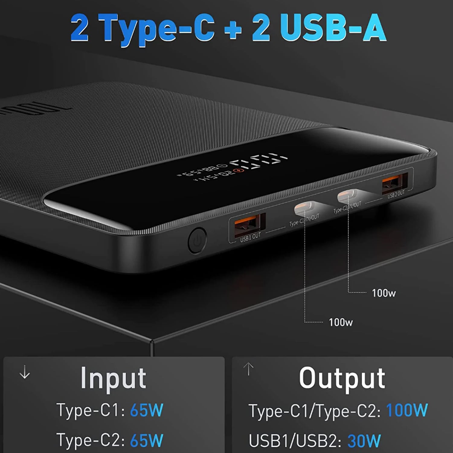 BATERÍA EXTERNA 100W USB C NOTEBOOK MAC Y CELULAR - 5
