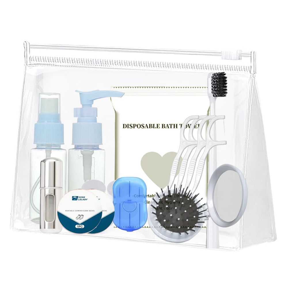 KIT DE VIAJE BOTELLAS PERFUME TOALLA CEPILLO ESPEJO JABON - 1