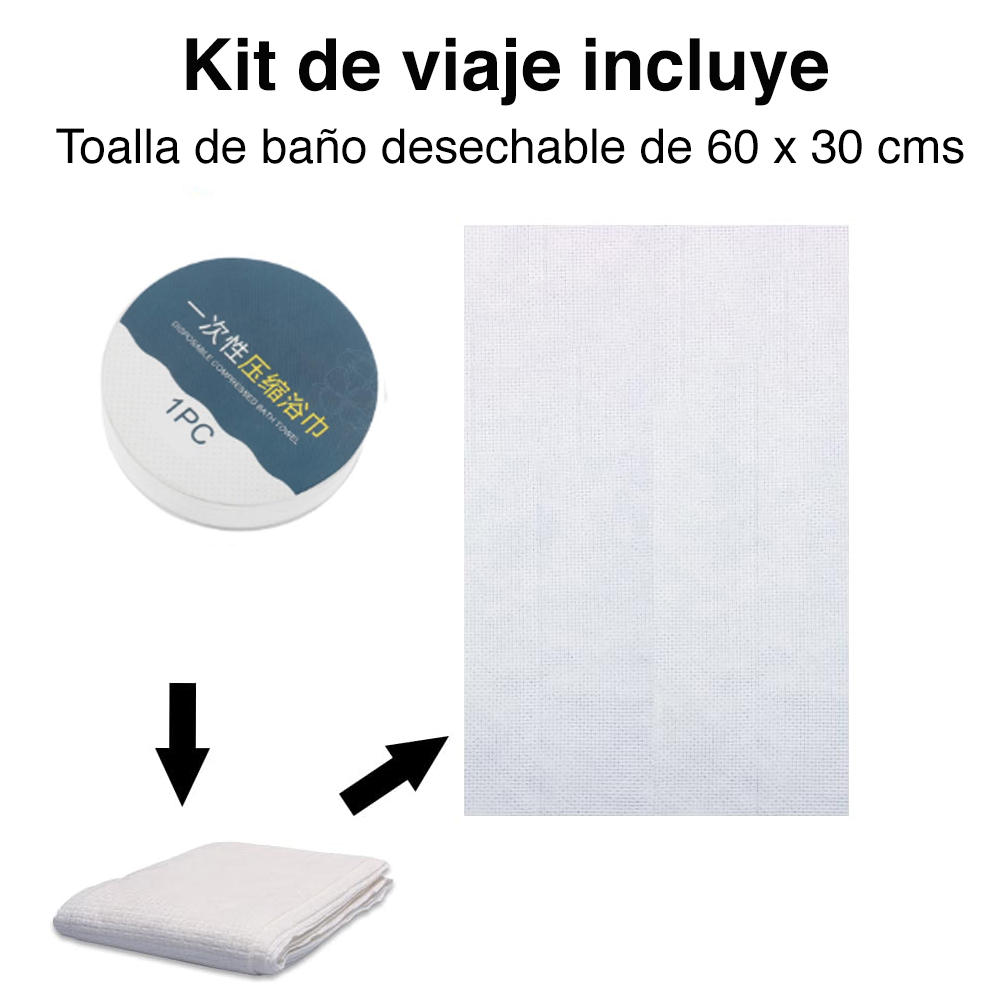 KIT DE VIAJE BOTELLAS PERFUME TOALLA CEPILLO ESPEJO JABON - 6
