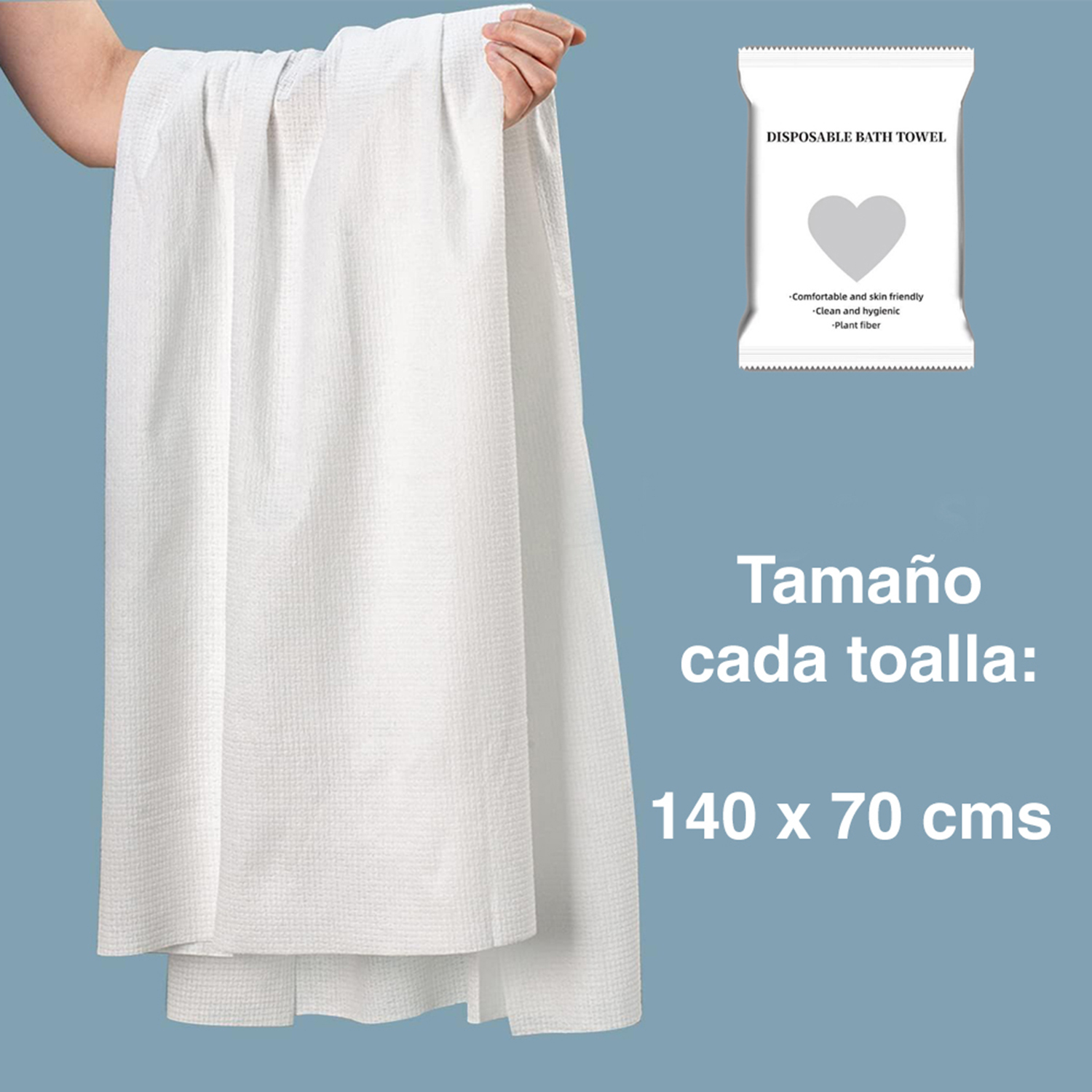 PACK TOALLAS DESECHABLES PARA CUERPO BAÑO 140 X 70 CMS - 3
