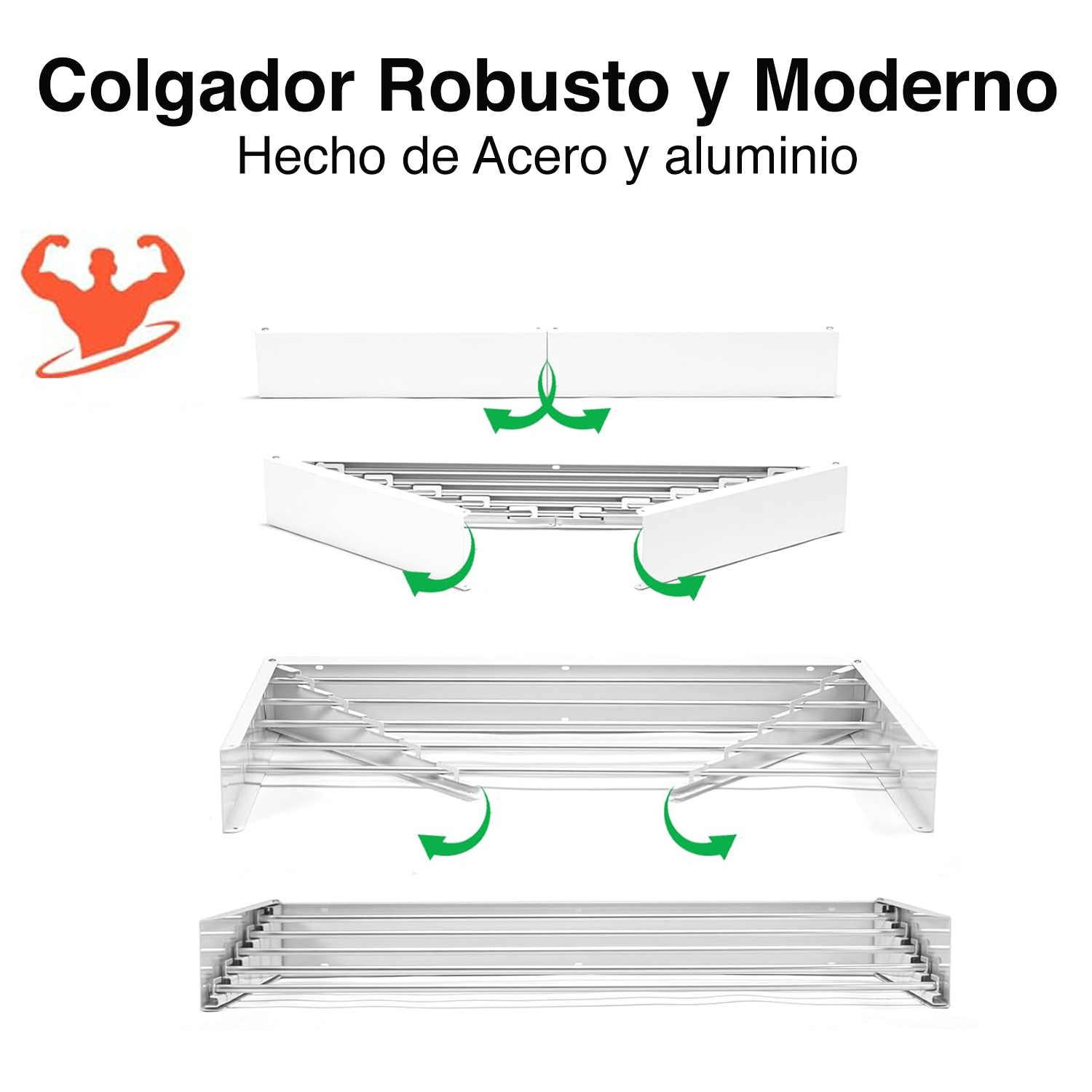 COLGADOR ROPA PLEGABLE PARED OCULTO ROBUSTO 80 X 40 CMS - 2