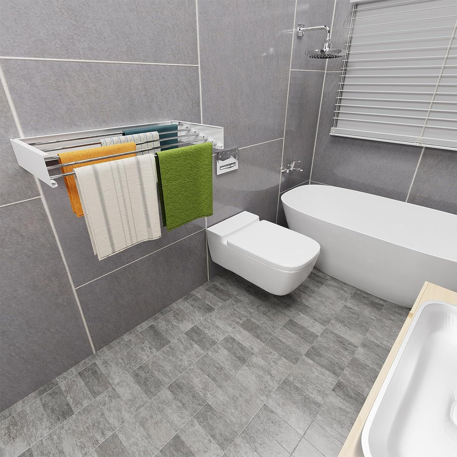 COLGADOR ROPA PLEGABLE PARED OCULTO ROBUSTO 80 X 40 CMS - 4