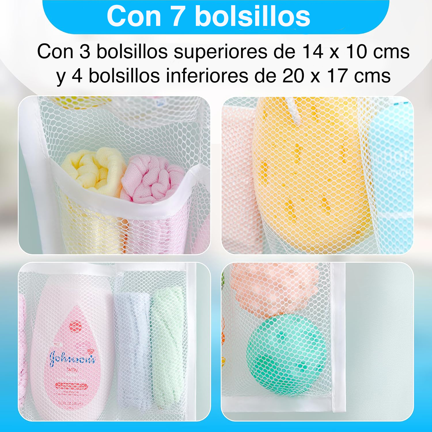 ORGANIZADOR DE DUCHA COLGANTE CORTINA BAÑO X PACK 2 - 3
