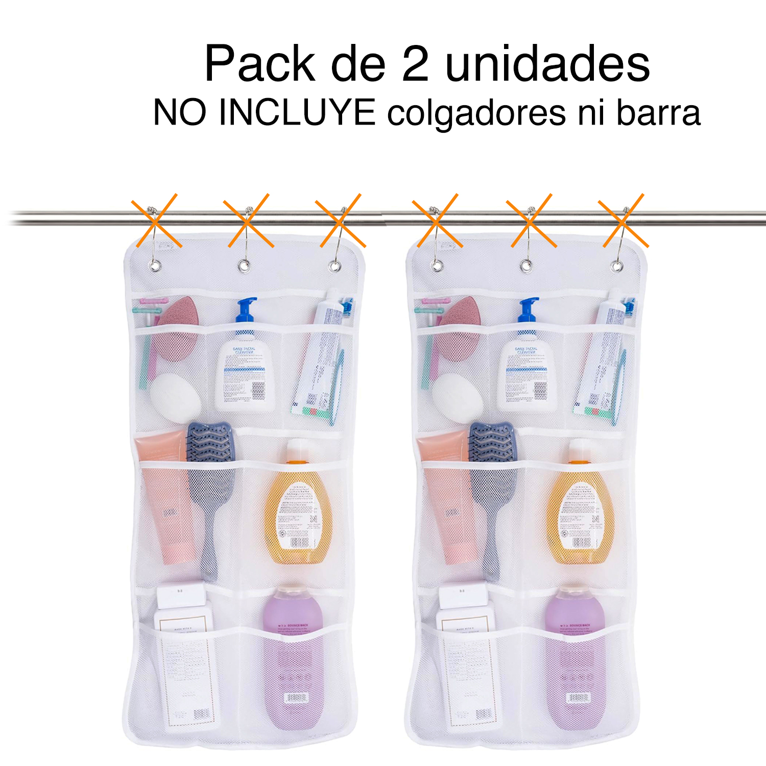ORGANIZADOR DE DUCHA COLGANTE CORTINA BAÑO X PACK 2 - 5