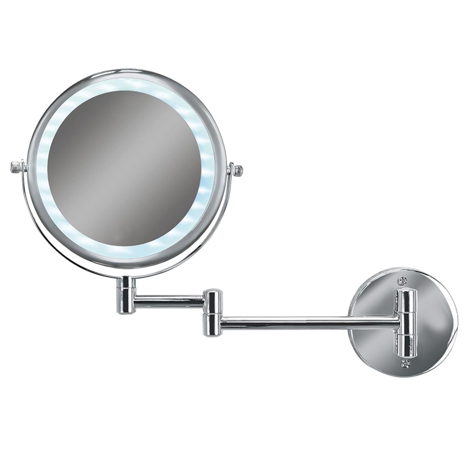 ESPEJO MIABU N02407 LED BAÑO REDONDA METAL PLATEADO COSMÉTICO LUZ ARTICULADO ABATIBLE - 2