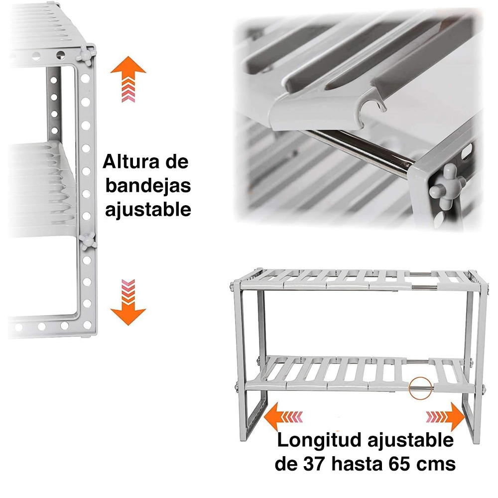 ORGANIZADOR MUEBLE COCINA LAVAPLATOS BAÑO AJUSTABLE - 2