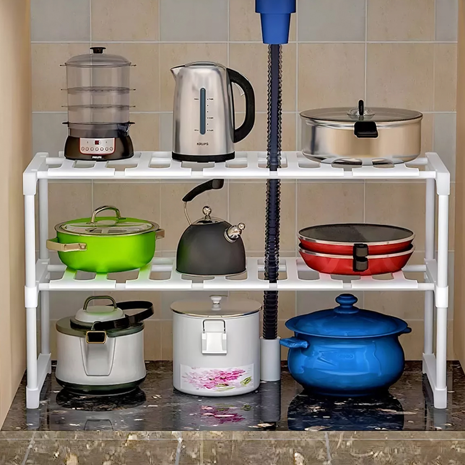 ORGANIZADOR MUEBLE COCINA LAVAPLATOS BAÑO AJUSTABLE - 4