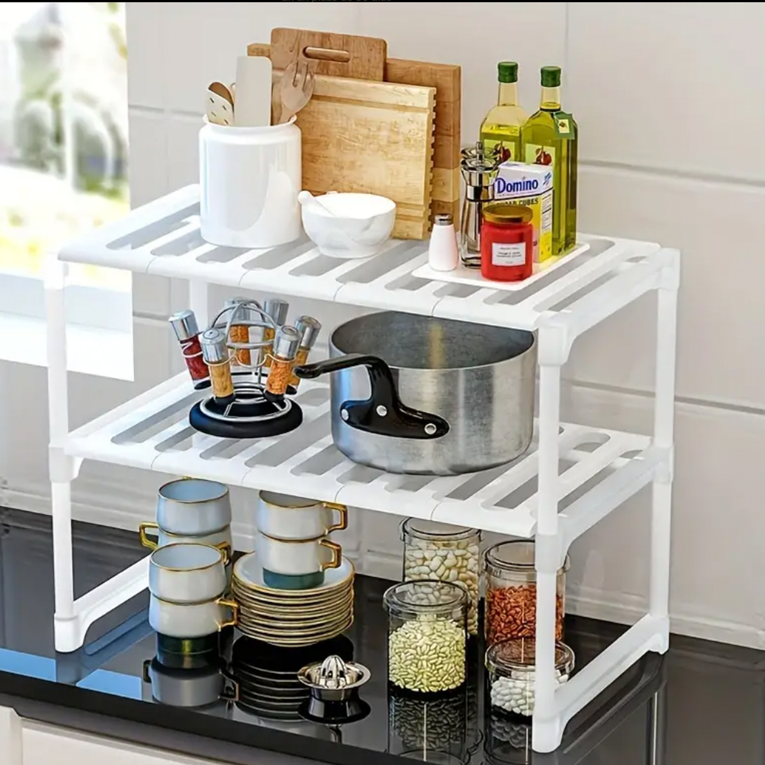 ORGANIZADOR MUEBLE COCINA LAVAPLATOS BAÑO AJUSTABLE - 5